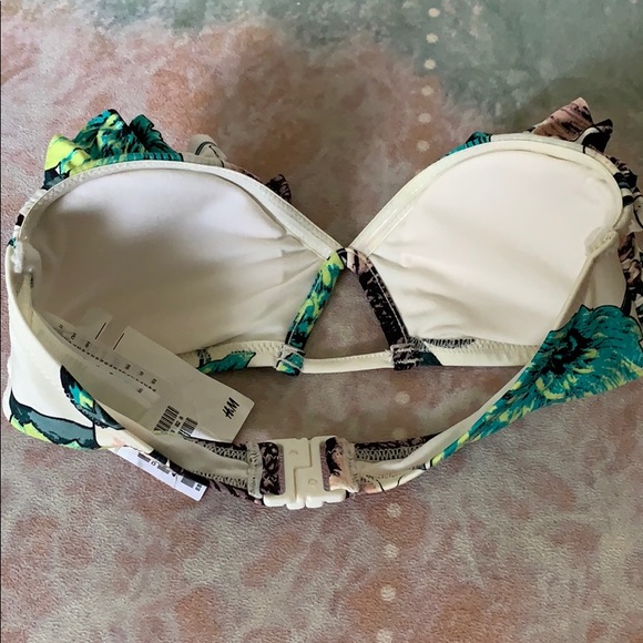 XS Strapless floral bikini top w/ruffle NWT H&M - Picture 4 of 6
